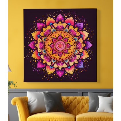 obraz na platne mandala magenta orange symbol 03