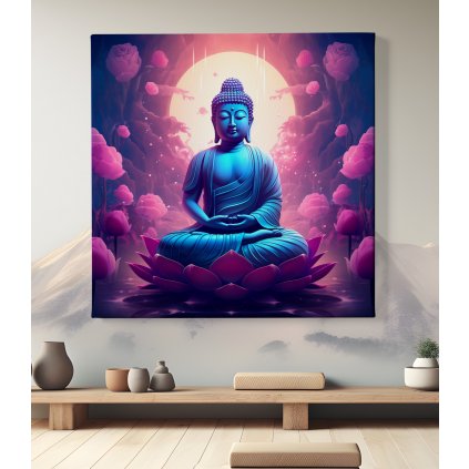 obraz na platne sedici buddha budha lotosovy kvet 01