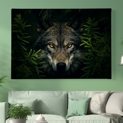 01 7633 vlk vlci vlka vlkem les divoka priroda jehlici obraz na platne