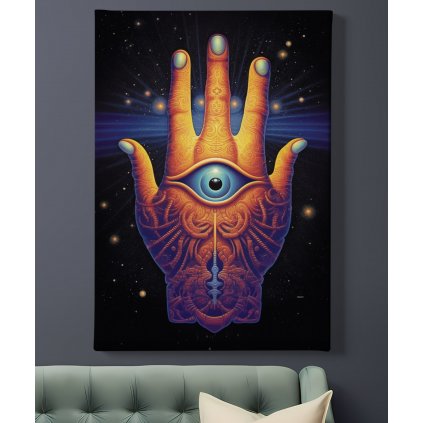 01 7663 hamsa kosmicka ruka fatimy hand symbol pet prstu obraz na platne