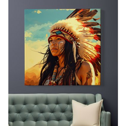 04 7687 indian zena sioux native american aboriginci celenka portret obraz na platne