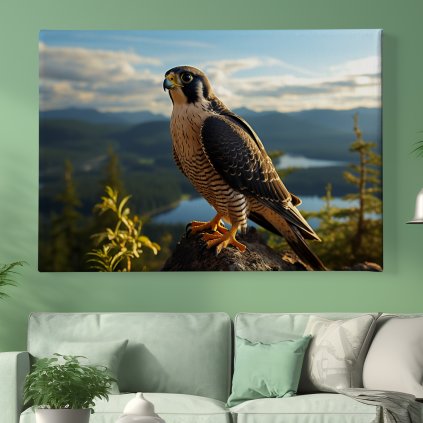 02 7708 sokol stehovavy ptak ptaci priroda les hory skala majestatni obraz na platne