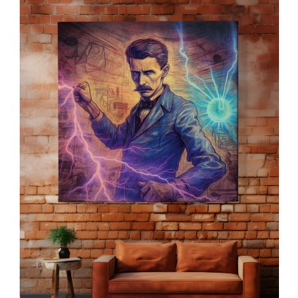 04 7753 nikola tesla blesky stridavy proud vedec vynalezce obraz na platne