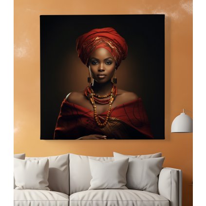 02 7771 africanka africka zena cernoska portret fotka stribro obraz na platne