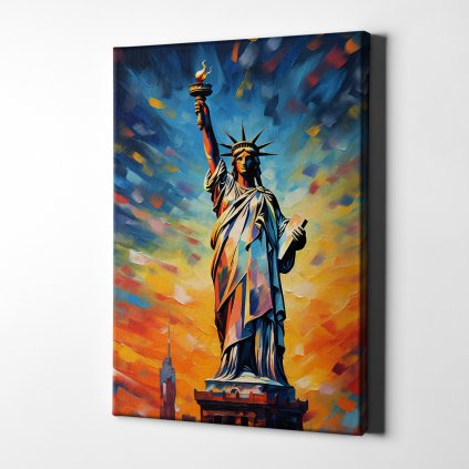 01 7903 socha svobody statue of liberty zapad slunce abstrakce obraz na platne
