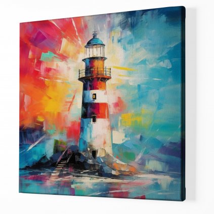 01 7939 abstraktni abstrakce majak lighthouse pobrezi more obraz na platne