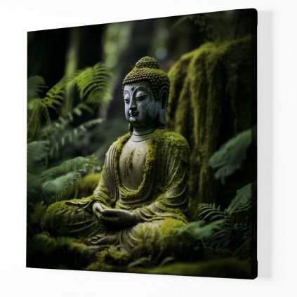 01 8140 sedici buddha budha mech kamenny bronzovy lese obraz na platne