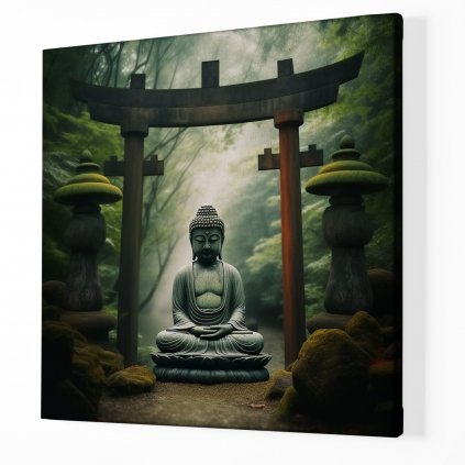 01 8143 sedici buddha budha kamenny bronzovy lese brana torii obraz na platne