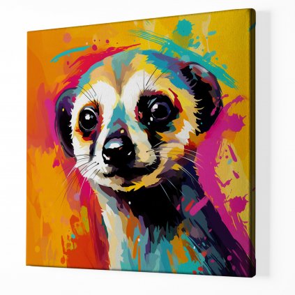 01 8199 kreslena barevna surikata meerkat surikaty vysmata pop art obraz na platne