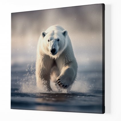 01 8286 ledni medved zima snih sibir reka obraz na platne
