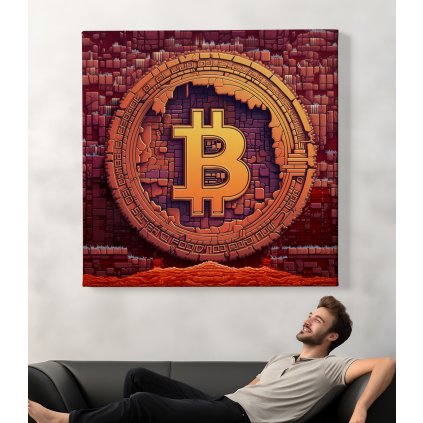 02 8933 bitcoin pixel art logo svoboda freedom obraz na platne