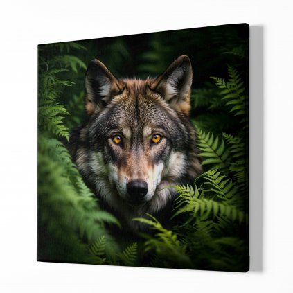 Vlk skrytý v houštině, Králové divočiny 8439 01 Obraz na plátně samotný na bílé zdi náhled