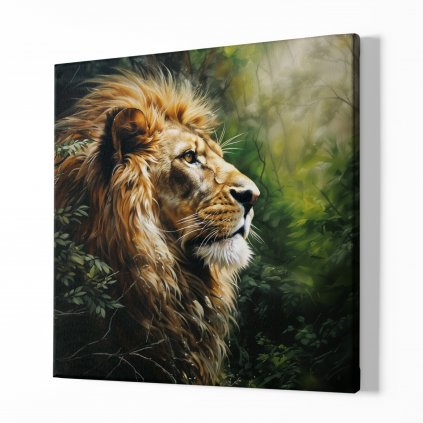 Lev, portrét v pralese, Králové divočiny 8517 01 Obraz na plátně samotný na bílé zdi náhled