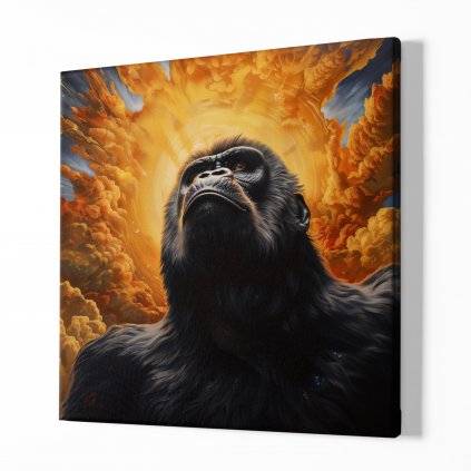 Obraz na plátně Gorila, Mocná mysl a oheň v duši, Makro portrét, Králové divočiny 8649 01 Obraz na plátně samotný na bílé zdi náhled