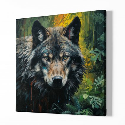 Obraz na plátně Vlk v lese, Makro portrét, Králové divočiny 8676 01 Obraz na plátně samotný na bílé zdi náhled