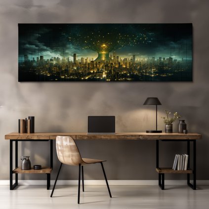 Obraz na plátně Stromový kód Město stínů industriální home office 3