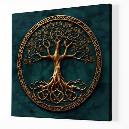 Strom života Temný Emerald Obraz na plátně perspektiva