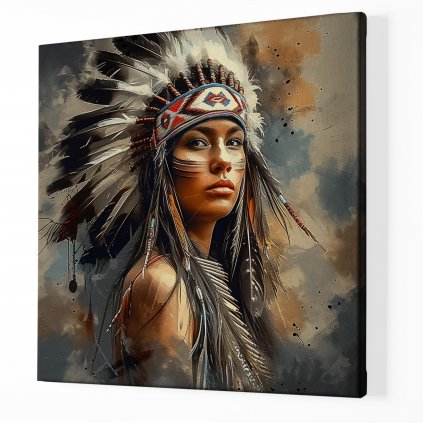 Indiánská žena Temná voda ,Obraz na plátně perspektiva