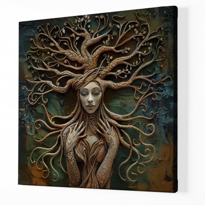 Strom života Žena v silných větvích ,Obraz na plátně perspektiva