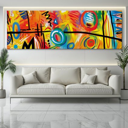 Les couleurs en piège Obraz na plátně bílý gauč, bílá zeď se světelným rámem