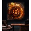 Bitcoin Ohnivé logo obraz na plátně kancelář s notebookem
