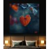 Srdce, konec podzimu obraz na plátně postel s hranatými lampičkami, noc