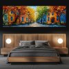 La casa de los colores Obraz na plátně černá zeď, postel, kulaté lampy