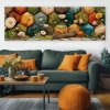 Přírodní hexagon Obraz na plátně zelený gauč, žluté polštáře