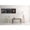 art print mockup of three squared canvas hanging on a modern room 2504 el1