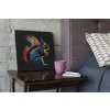 mockup of an art canvas on a wooden table 25867