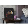 mockup of an art canvas on a wooden table 25867