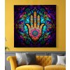 01 7672 hamsa mozaika barevna oko ruka fatima hand symbol pet prstu obraz na platne