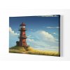 01 7969 stary majak lighthouse more trava pobrezi mraky nebe obraz na platne