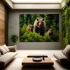 02 8005 medved grizzly rodina jehlicnaty les mlade priroda divocina obraz na platne