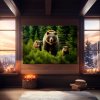 03 8005 medved grizzly rodina jehlicnaty les mlade priroda divocina obraz na platne