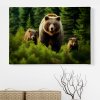04 8005 medved grizzly rodina jehlicnaty les mlade priroda divocina obraz na platne