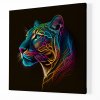 05 8409 barevna puma cerny panter jaguar leopard tygr selma hlava obraz na platne