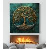 02 obraz na platne strom zivota zlaty kamen zeleny duchovni abstrakce