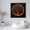 Strom života v ohnivém kruhu Fuendo obraz na plátně bílá zeď, pytel gauč