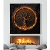 Strom života v ohnivém kruhu Fuendo obraz na plátně bílý krb