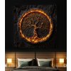 Strom života v ohnivém kruhu Fuendo obraz na plátně postel s hranatými lampičkami, noc