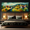 Vesnička Alermo se probouzí Obraz na plátně černá zeď, postel, hranaté lampy