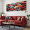 Kubistická rapsodie Obraz na plátně červený gauč bok