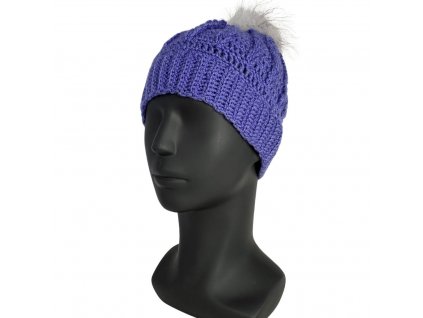 Zimní čepice fialová s bílou bambulí