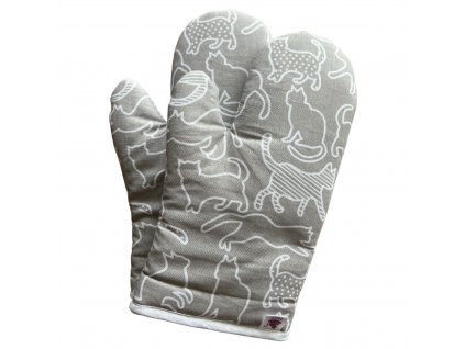 Kuchyňské chňapky kočky bílé na šedé