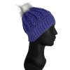 Zimní čepice fialová s bílou bambulí