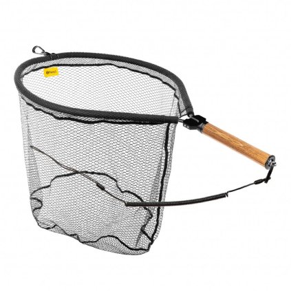 FENCL fly fishing net KING (Magnetic holder and safety cable Yes, Frame size M - 15,7" x 14", Floating version Yes, Net selection Rubberized, Handle selection Natural, Handle length 6")