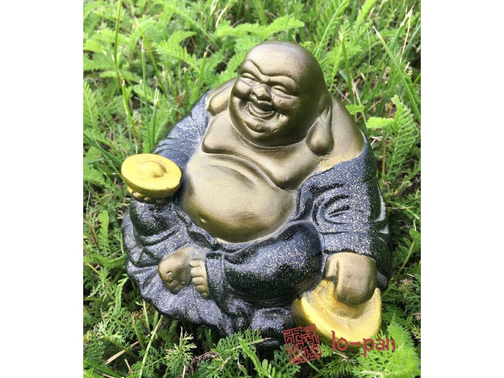 Smějící se Buddha s ingotem