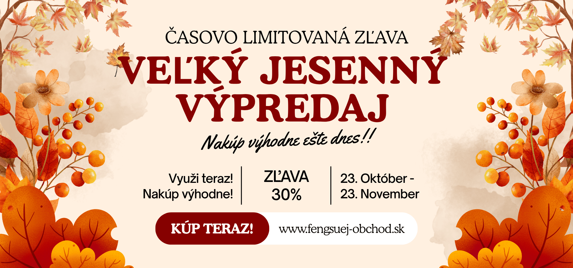 Veľký jesenný výpredaj 30%