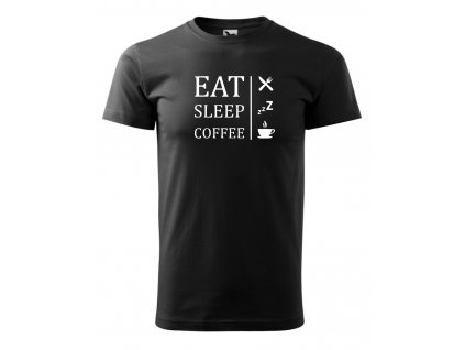 eat sleep coffee černé